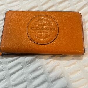 Coach Burnt Orange Leather Wristlet